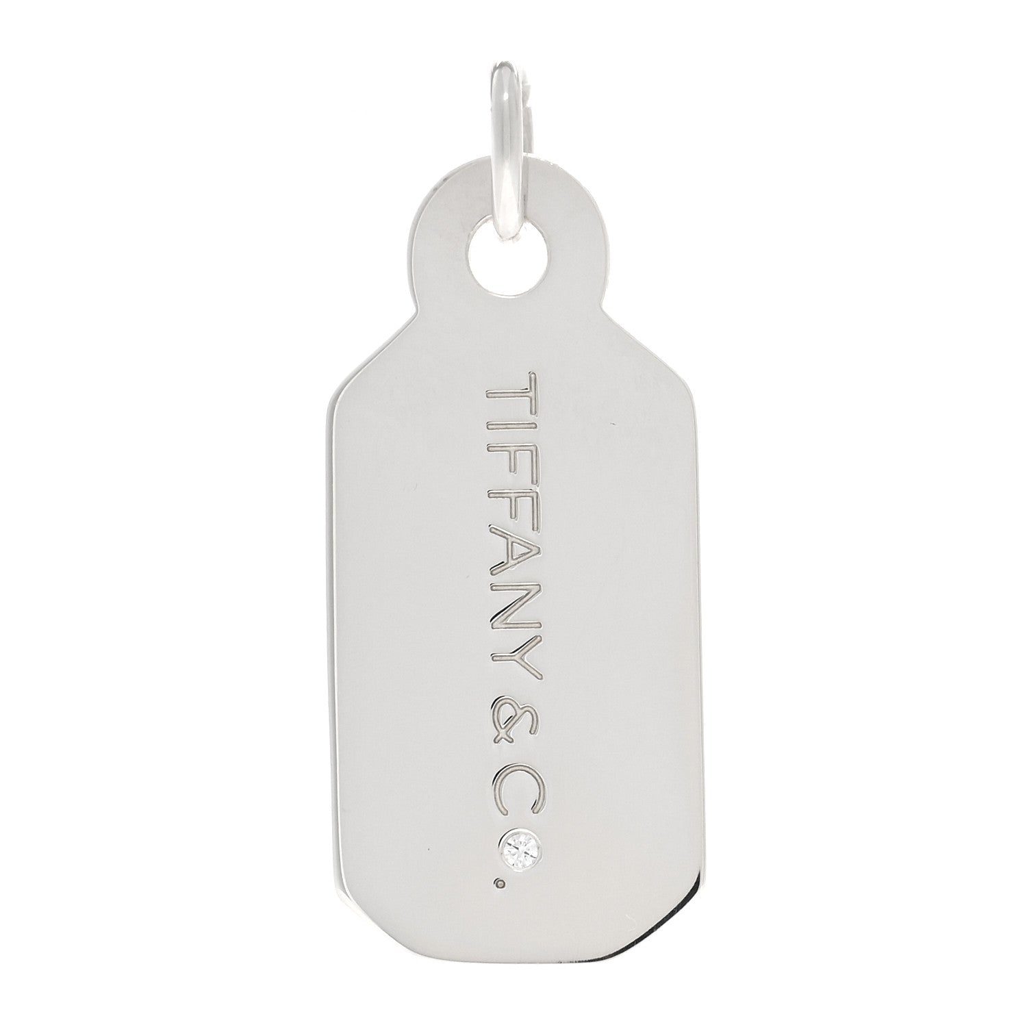 Tiffany Sterling Silver Diamond Logo Tag Charm 1 of 3