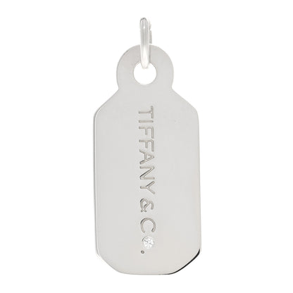 Tiffany Sterling Silver Diamond Logo Tag Charm 1 of 3