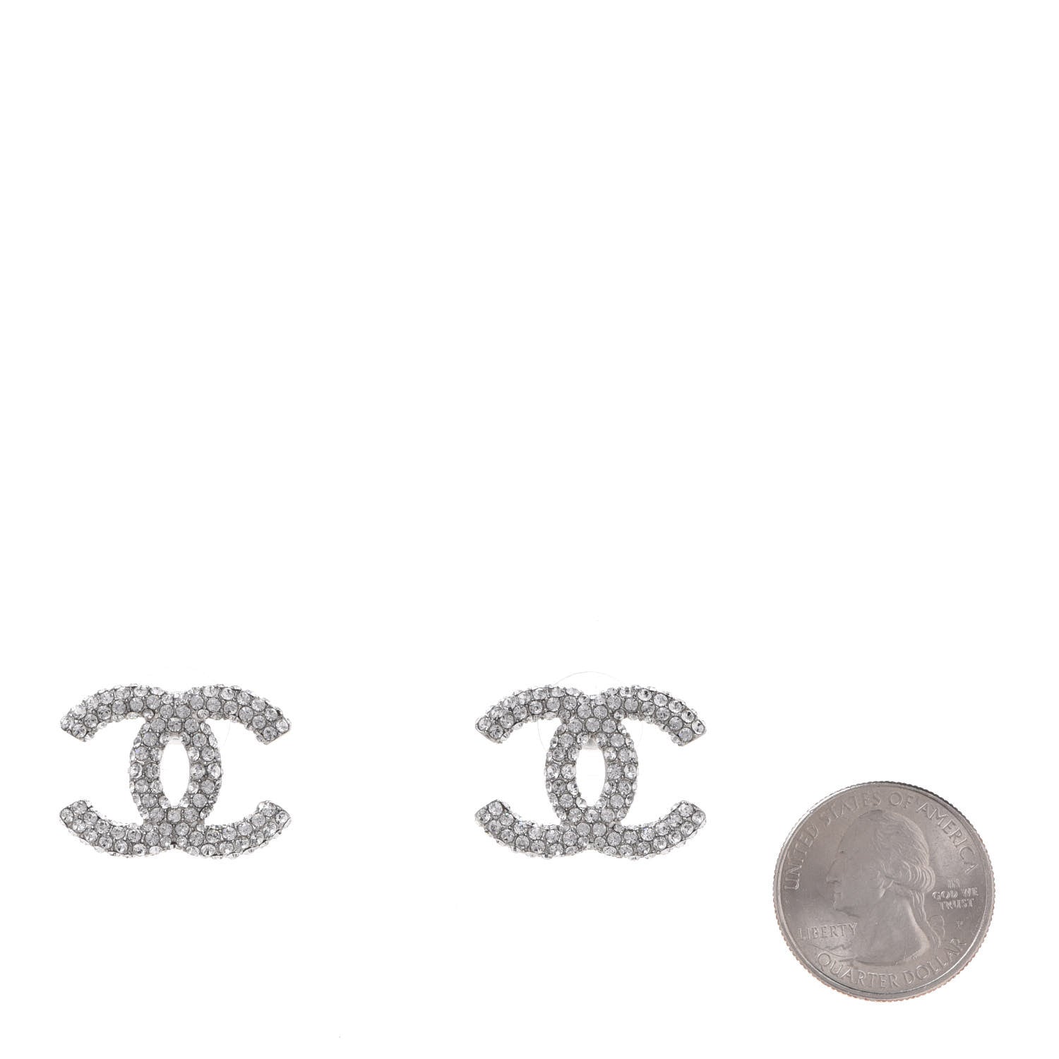 Chanel Crystal CC Treasure Chest Earrings Silver 2 of 5