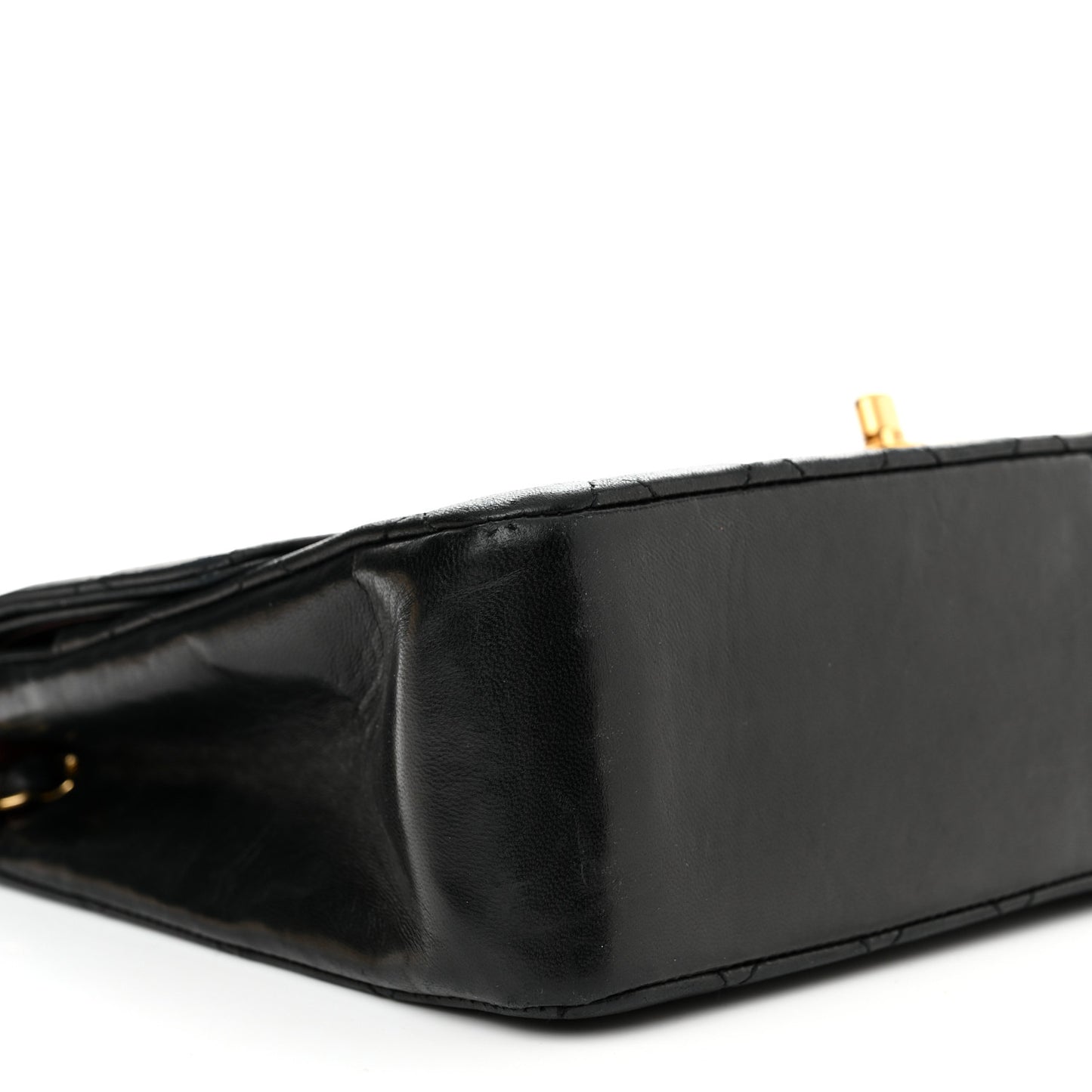 Lambskin Quilted Medium Double Flap Black