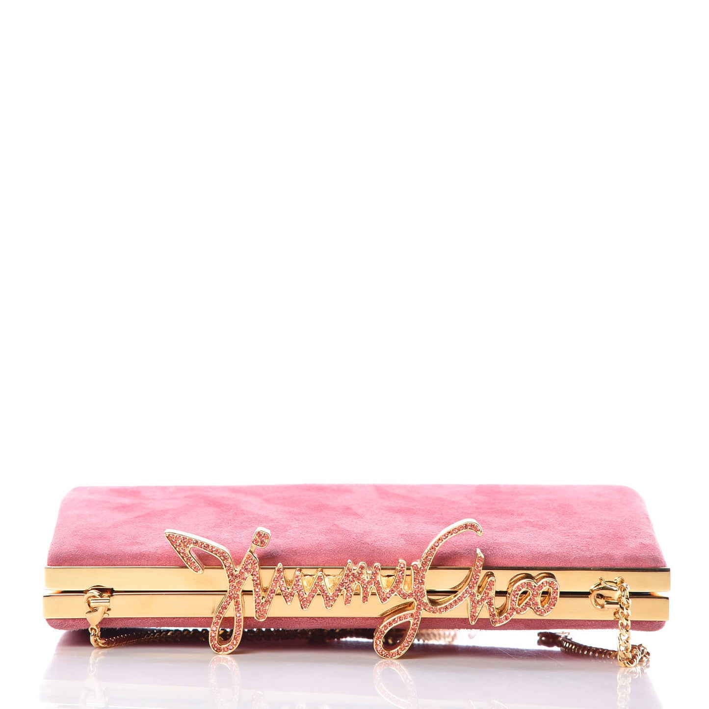 Suede Celeste Logo Clutch Pink Gold