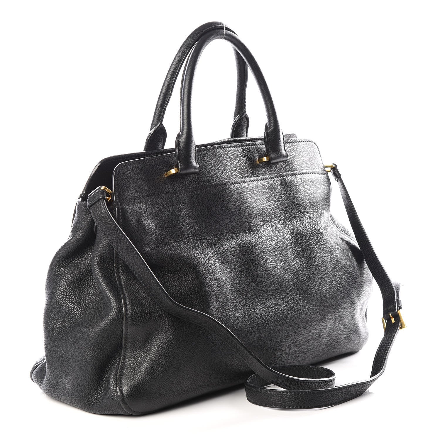 Prada Vitello Daino Shoulder Bag Black 2 of 10