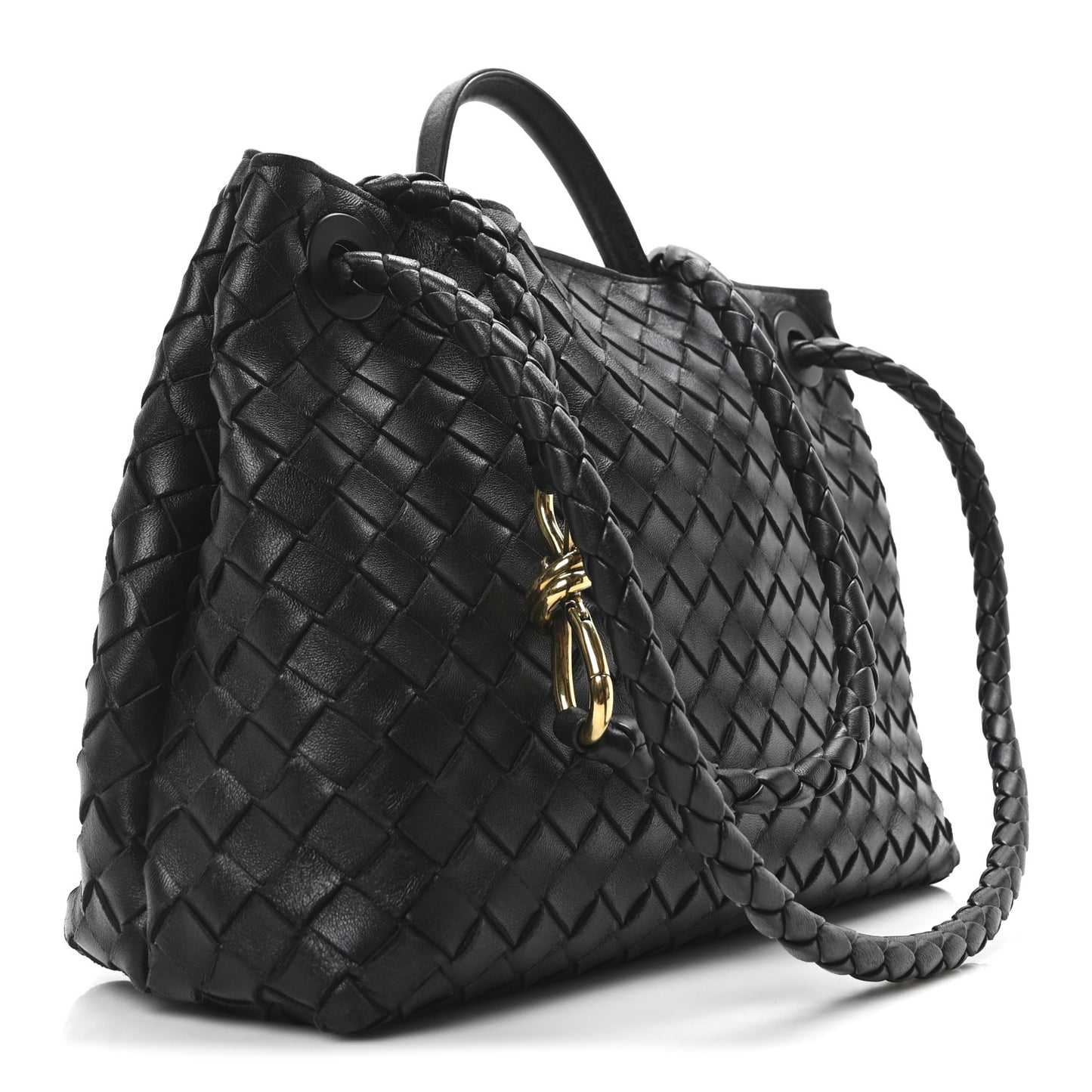 Nappa Intrecciato Medium Andiamo Shoulder Bag Black