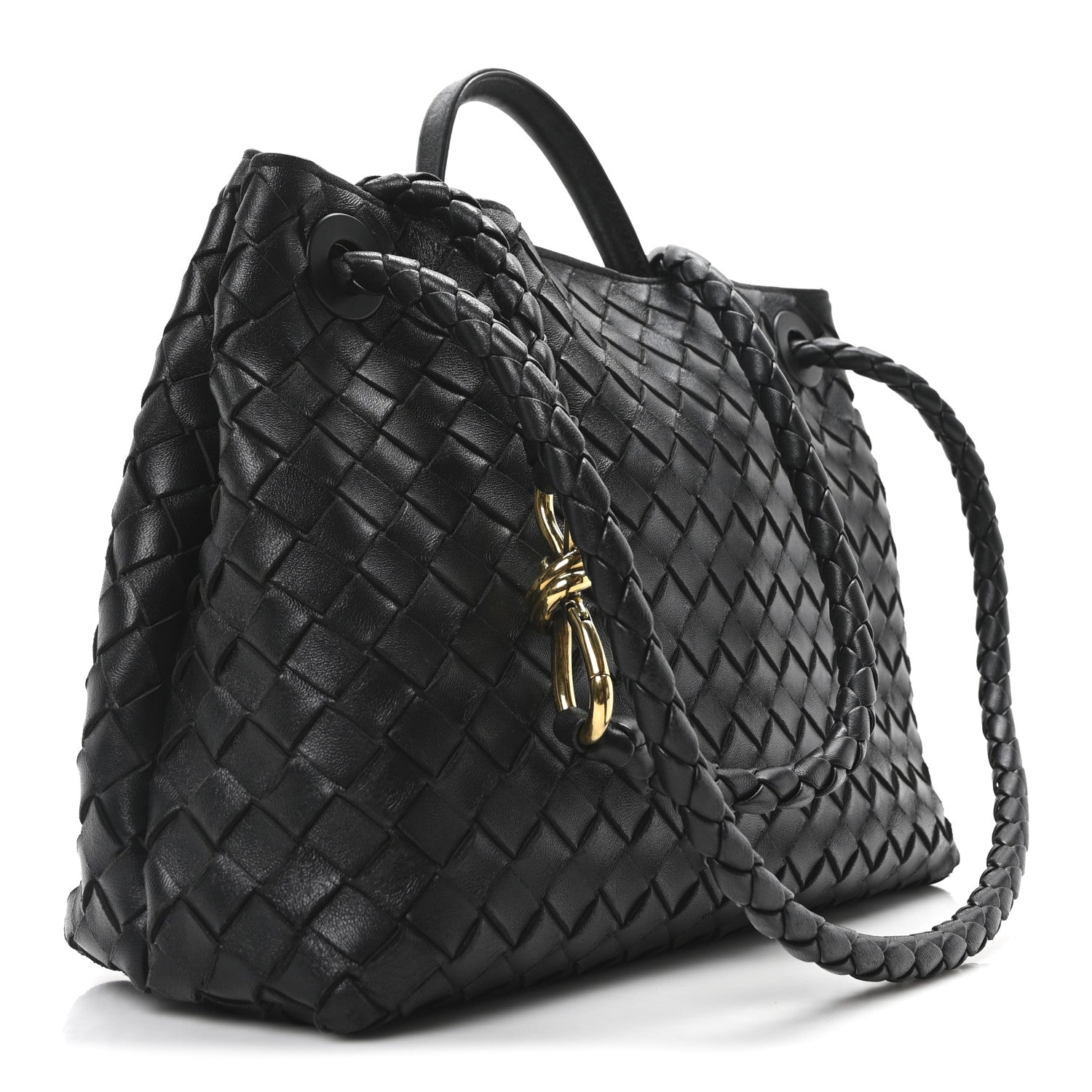 Bottega Veneta Nappa Intrecciato Medium Andiamo Shoulder Bag Black 3 of 9