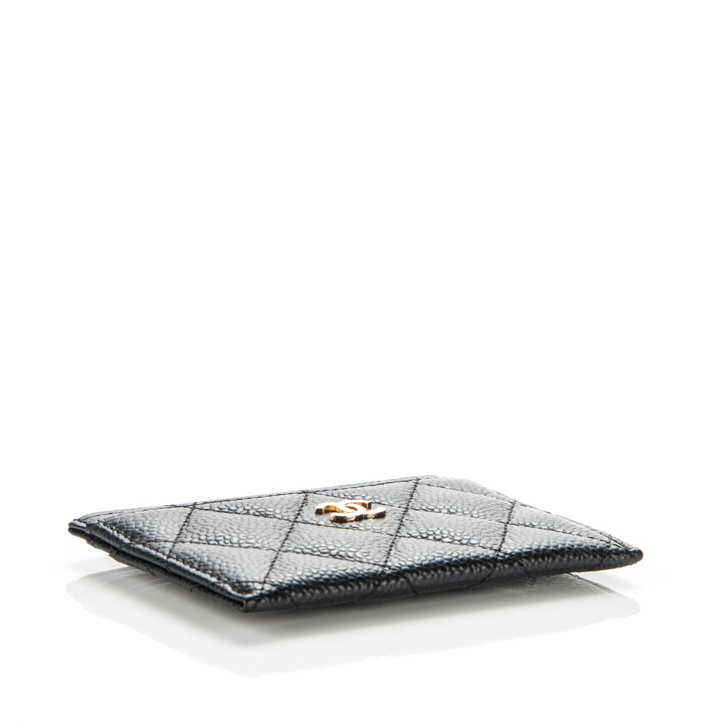 Caviar Quilted Card Holder Black
