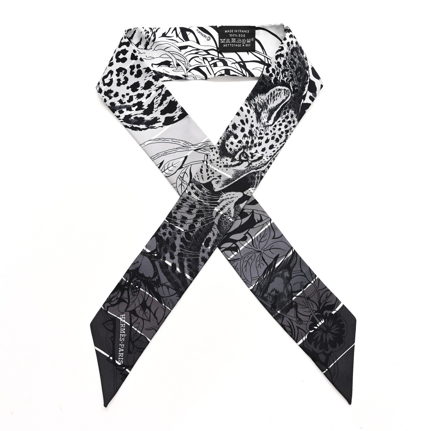 Hermes Silk Jungle Love Rainbow Twilly Gris Black White 1 of 4