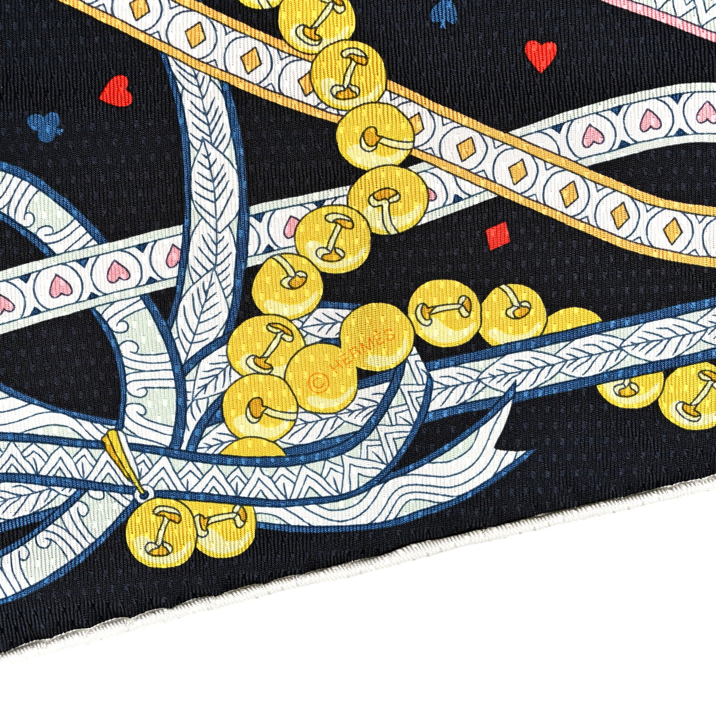 Silk Pique Dame de Coeur Losange Scarf Black Rouge