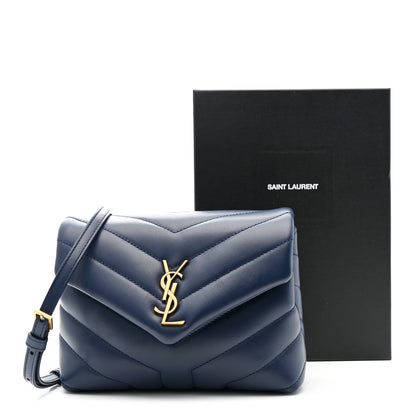 Saint Laurent Calfskin Y Quilted Monogram Toy Loulou Crossbody Bag Blue Charron 12 of 12