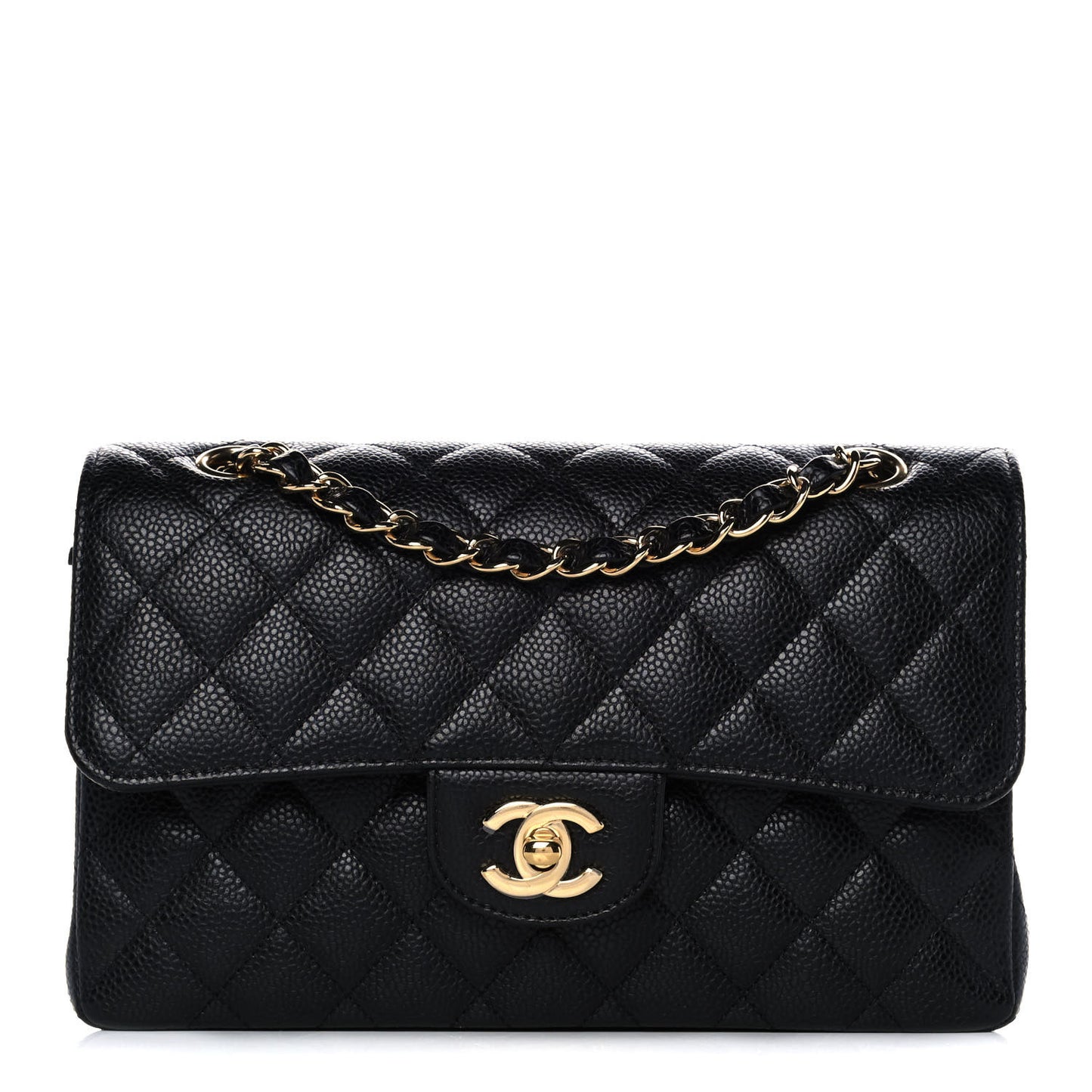 Caviar Quilted Small Double Flap Black