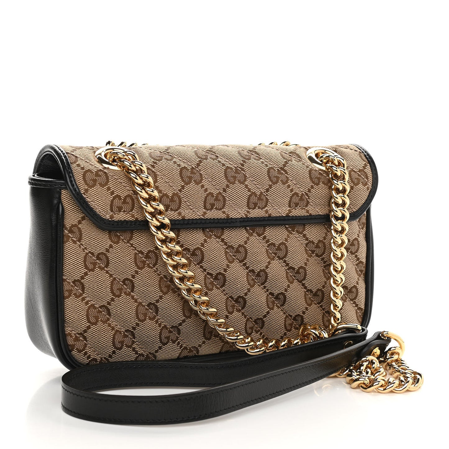 Monogram Matelasse Diagonal Mini GG Marmont Shoulder Bag Beige Black