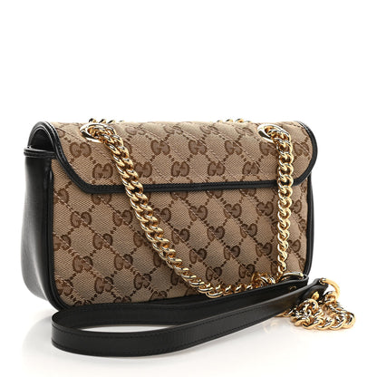 Gucci Monogram Matelasse Diagonal Mini GG Marmont Shoulder Bag Beige Black 3 of 9