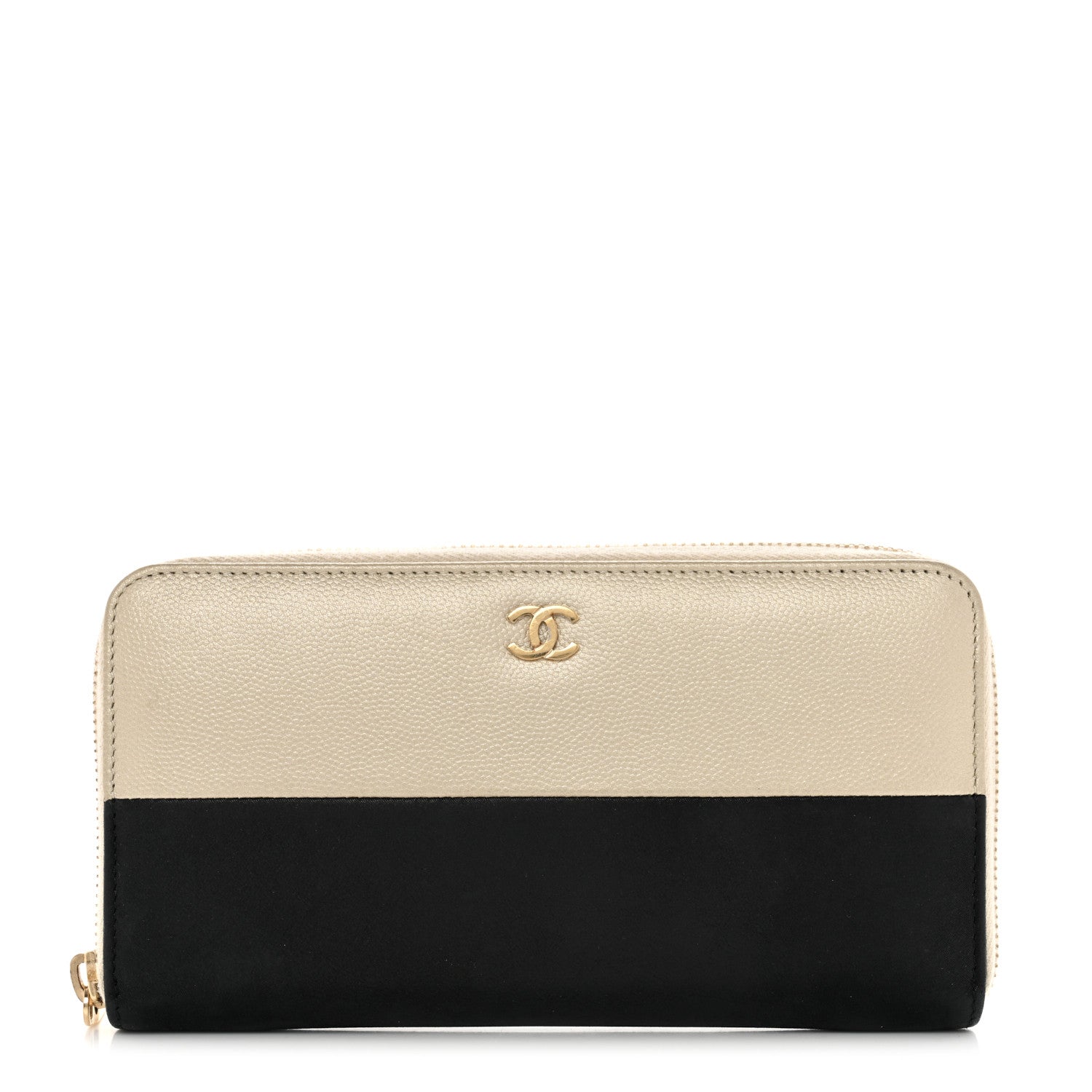 Chanel Caviar Iridescent Calfskin Long Duo Zip Around Wallet Light Gold Black 1 of 13