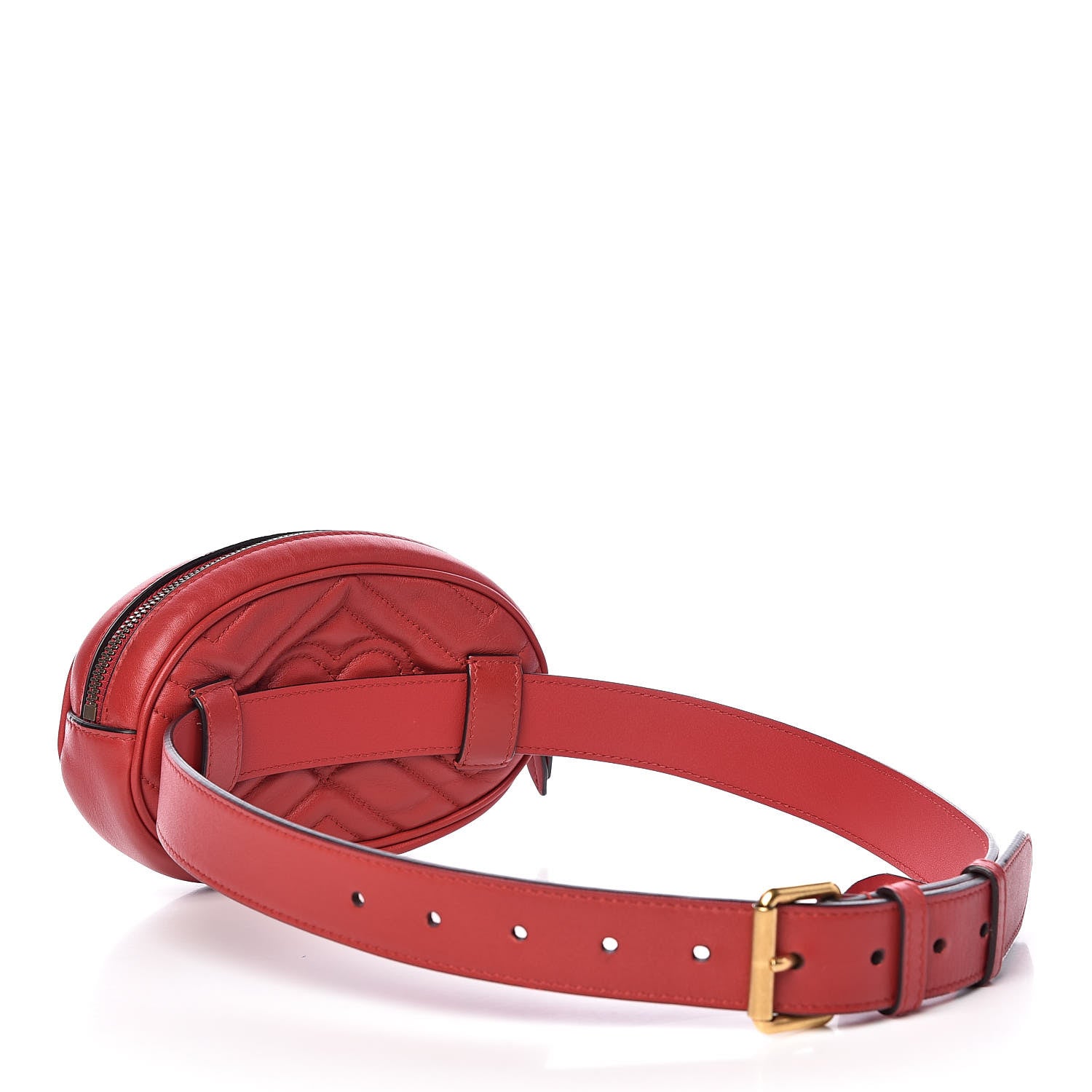 Gucci Calfskin Matelasse GG Marmont Belt Bag 75 30 Hibiscus Red 3 of 10