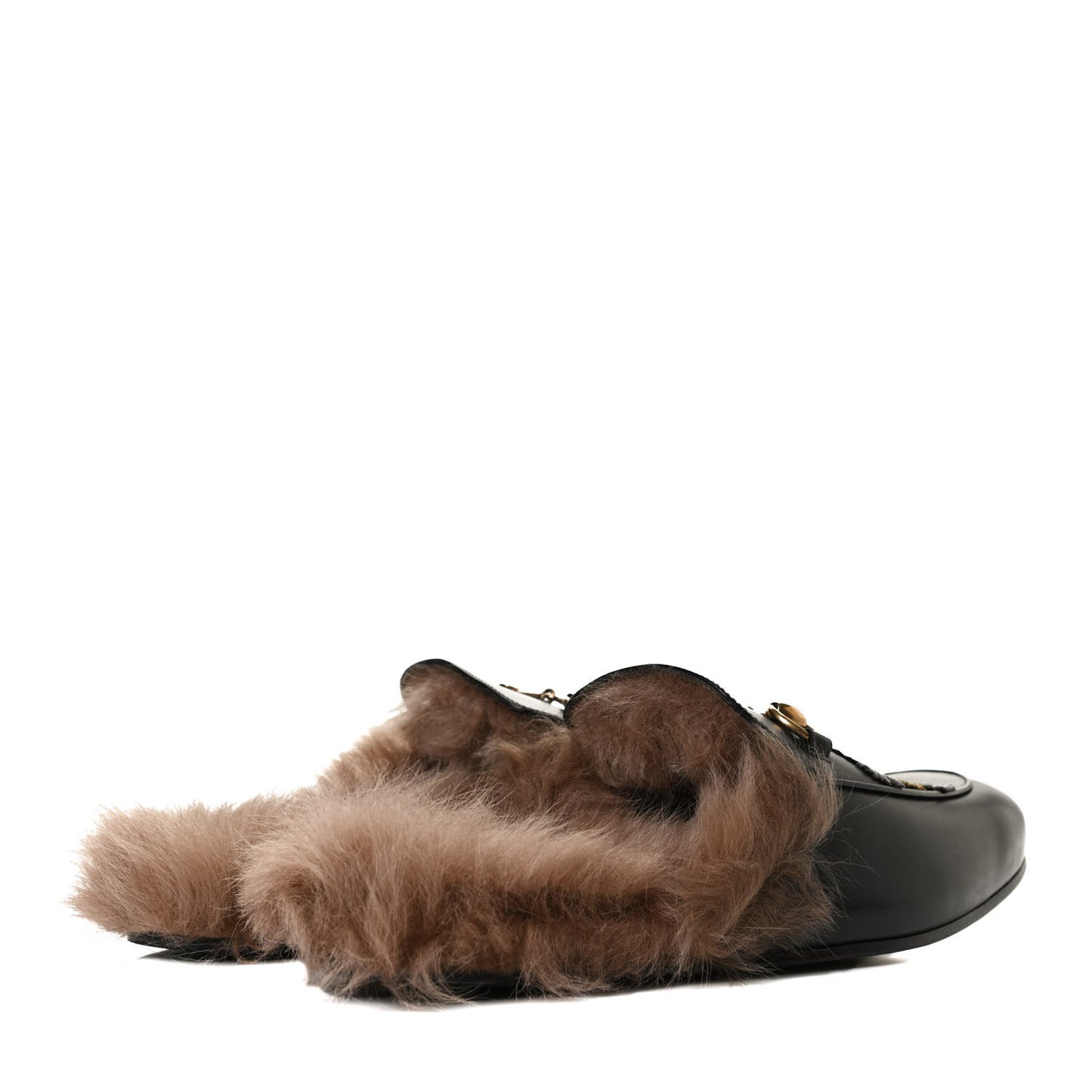 Calfskin Fur Tiger Embroidered Mens Princetown Slippers 9.5 Black