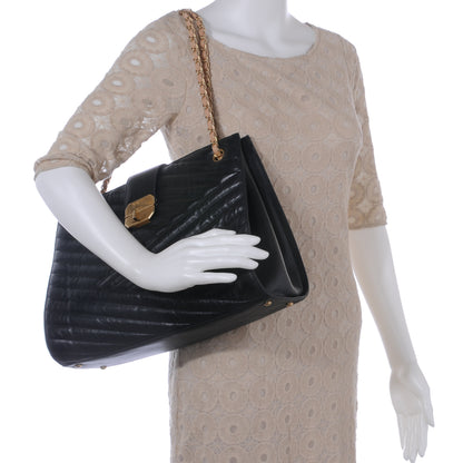 Chanel Calfskin Chevron Gabrielle Tote Black 2 of 10