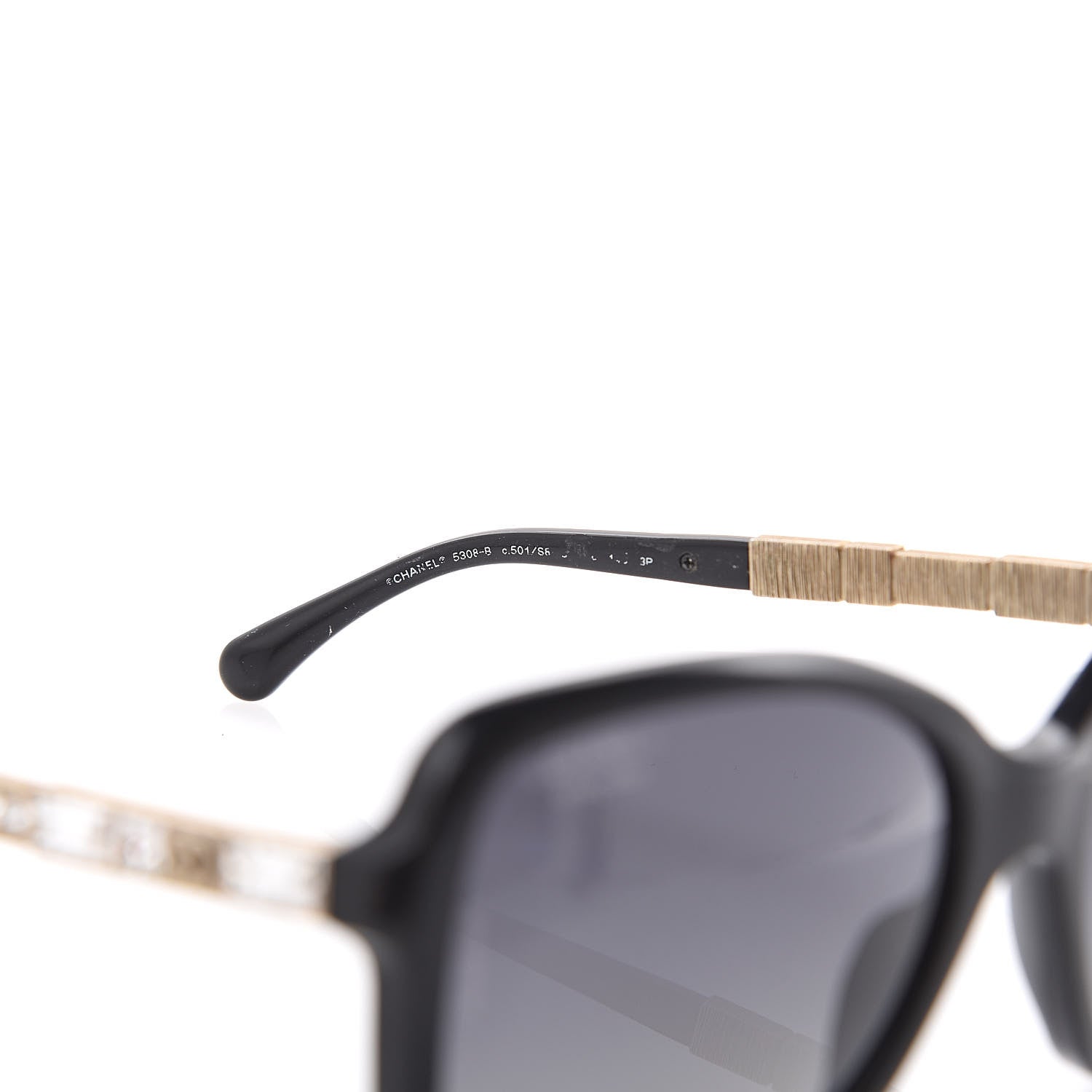 Chanel Crystal Baguette Polarized Square Sunglasses 5308-B Black 5 of 11