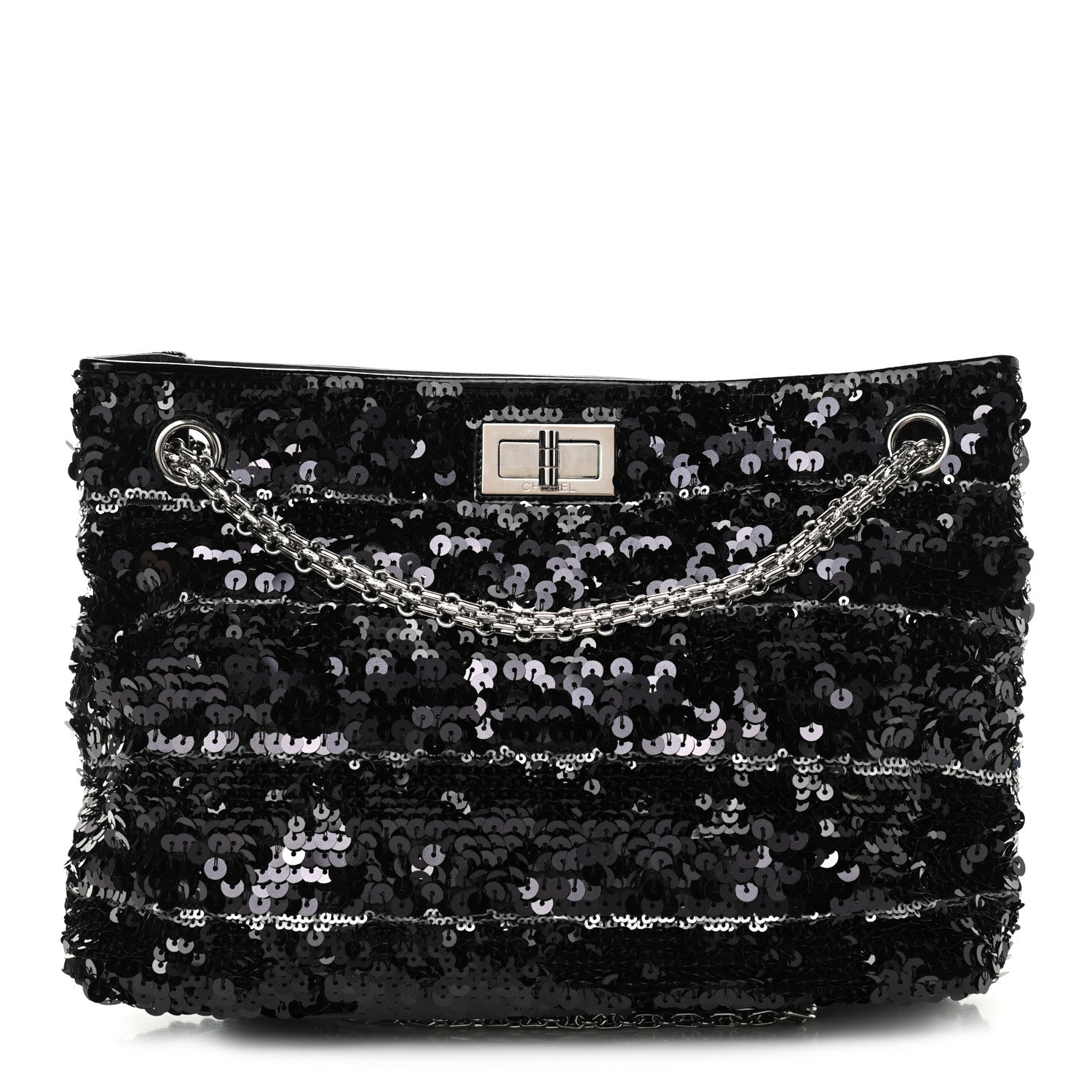 Chanel Sequin Striped Mademoiselle Tote Black 1 of 8