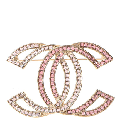 Chanel Crystal CC Brooch Light Gold Pink 1 of 5