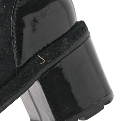 Chanel Suede Patent Cap Toe CC Ankle Boots 40.5 Black 11 of 13