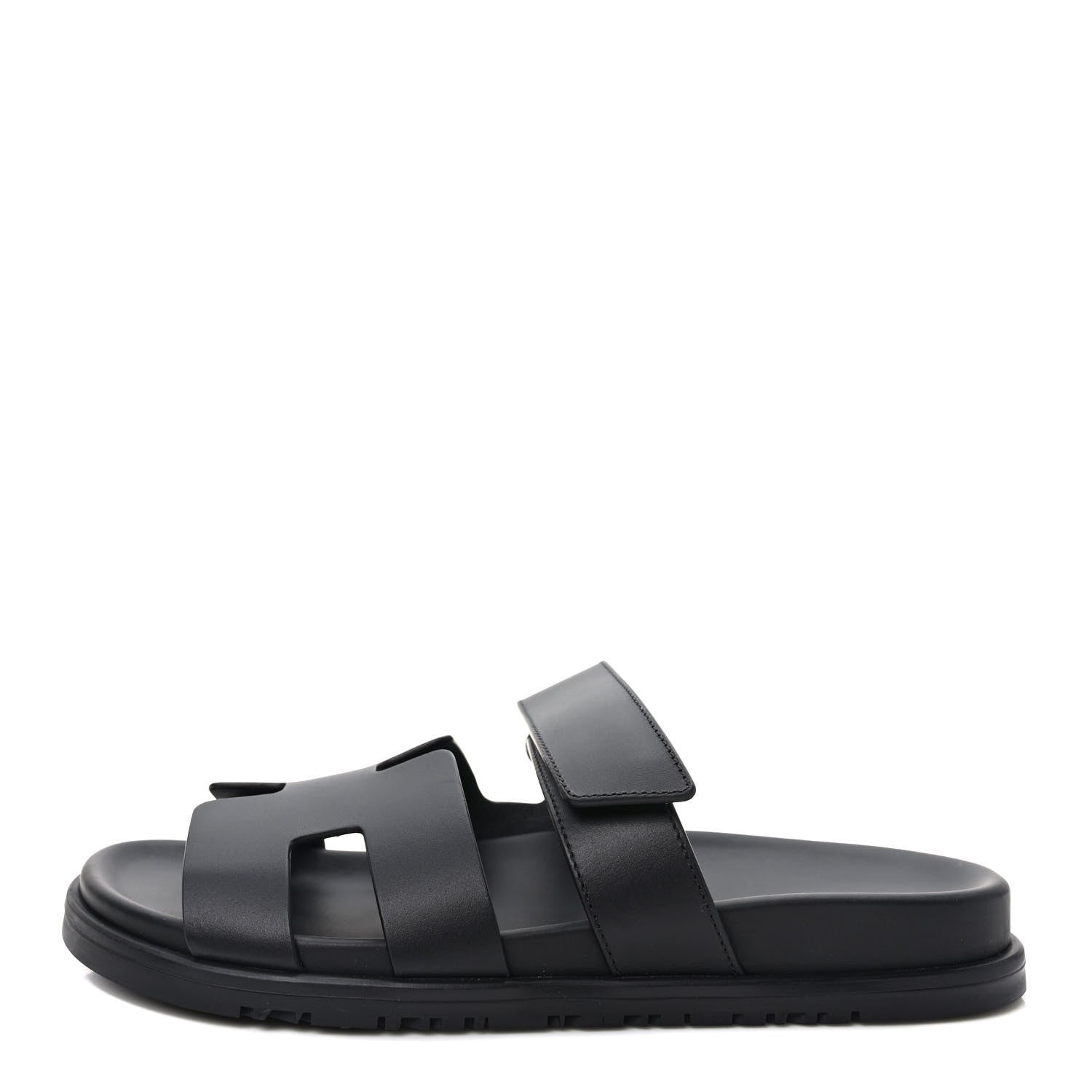 Hermes Calfskin Womens Chypre Sandals 38 Black 1 of 9