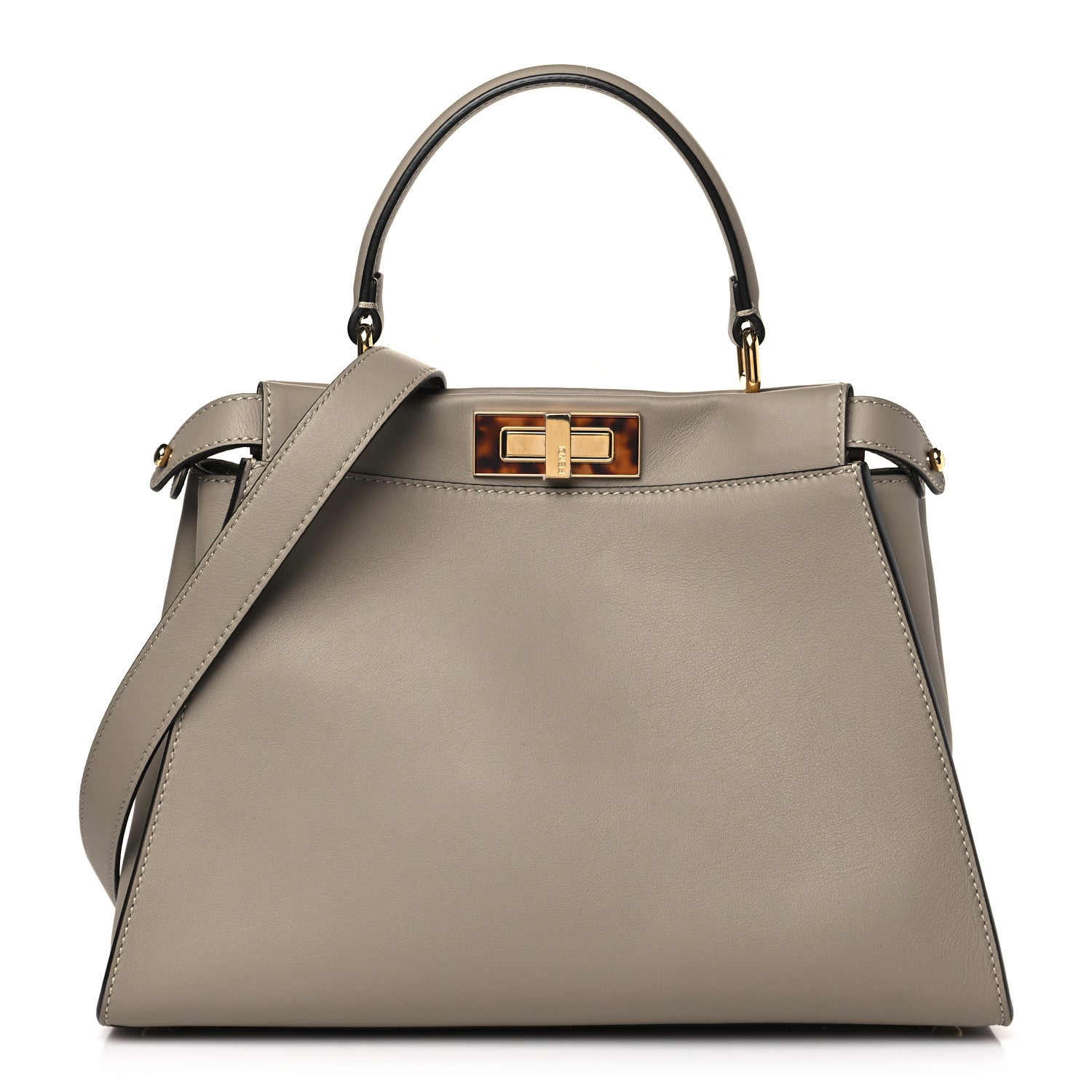 Fendi Vitello Seta Plexiglass Tortoise Medium Peekaboo Iconic Satchel Tortora 1 of 9
