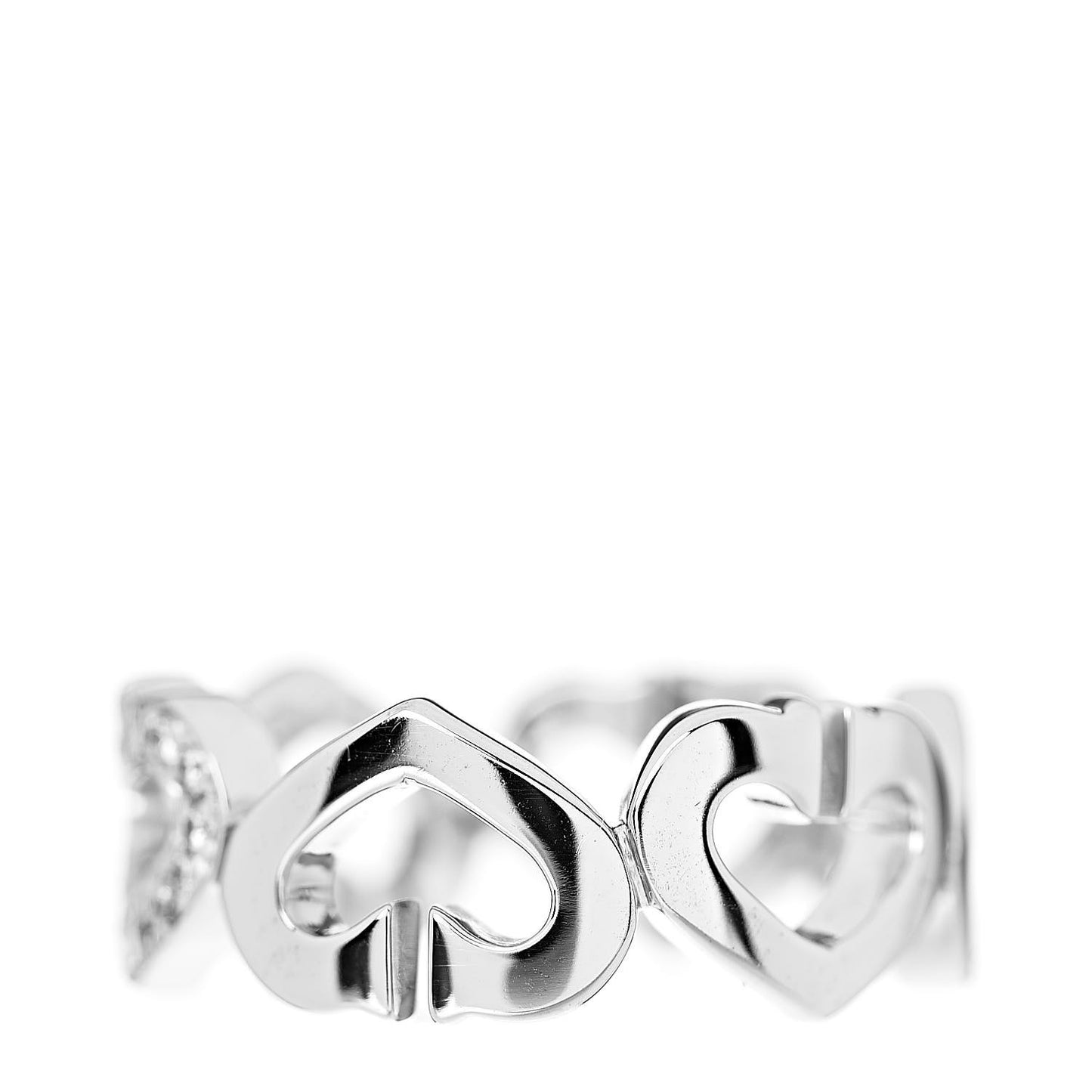 18K White Gold Diamond Hearts and Symbols Ring 48 4.5