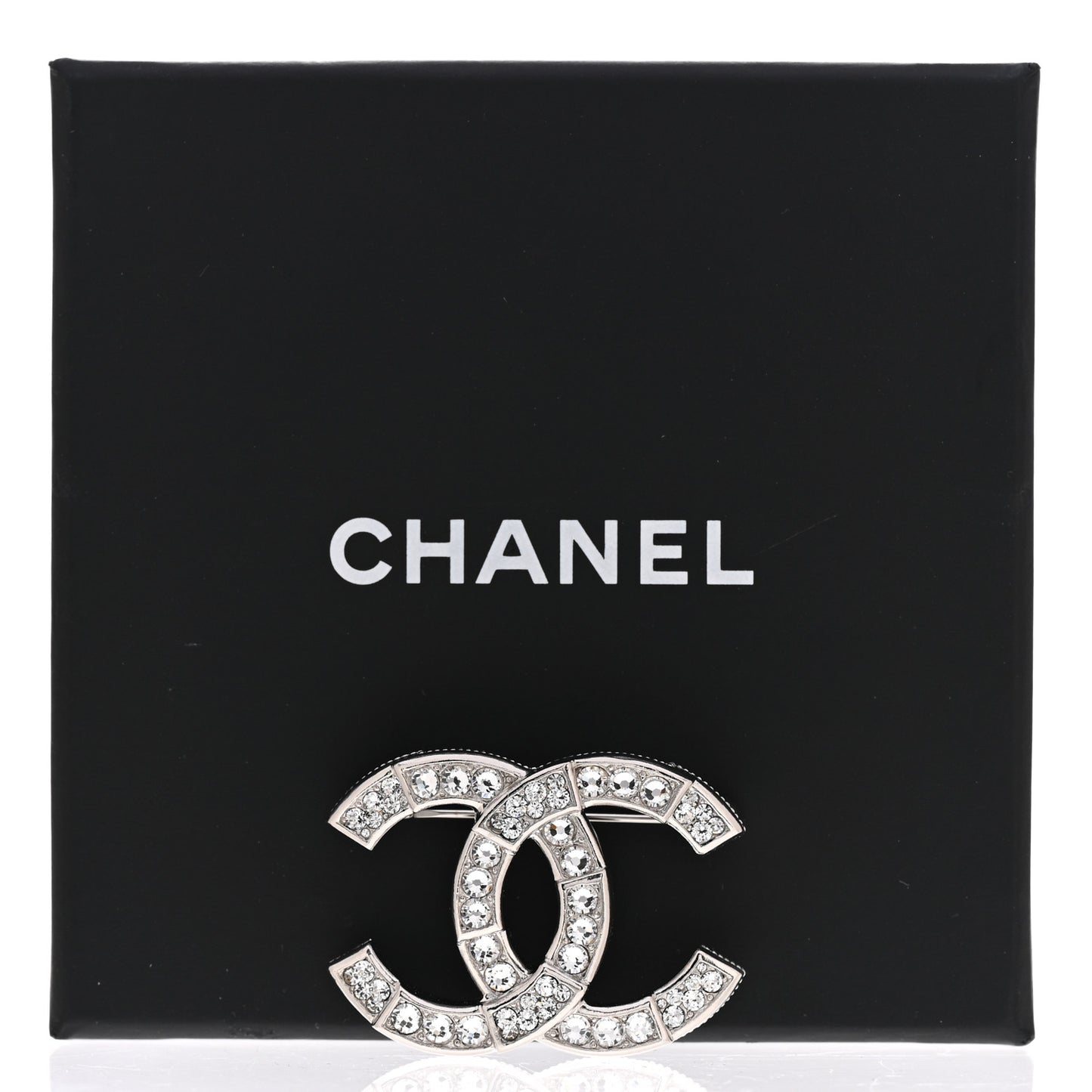 Baguette Crystal CC Brooch Silver