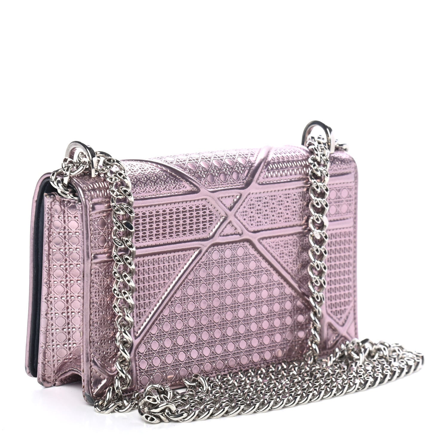 Christian Dior Metallic Micro-Cannage Mini Diorama Flap Bag Pink 2 of 4