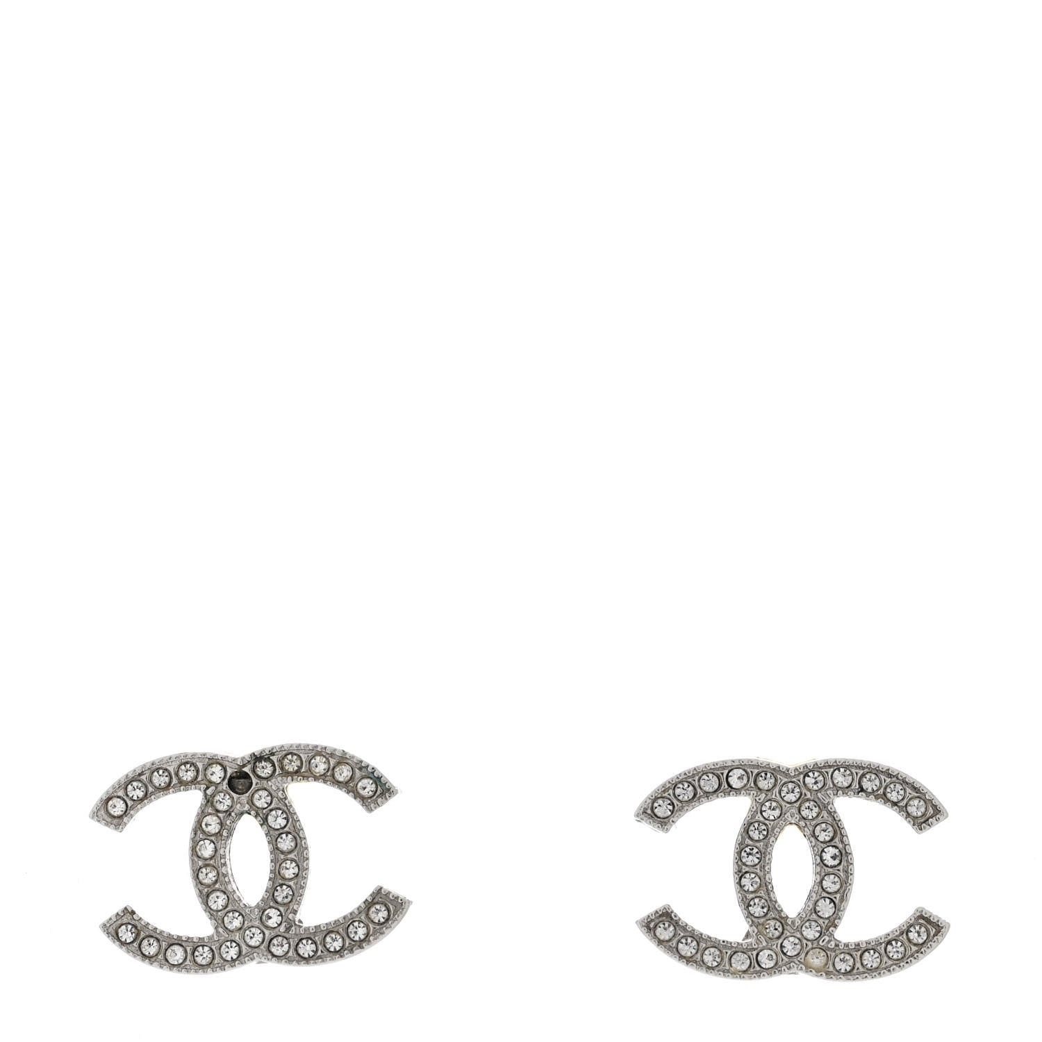 Chanel Crystal CC Earrings Silver 1 of 6