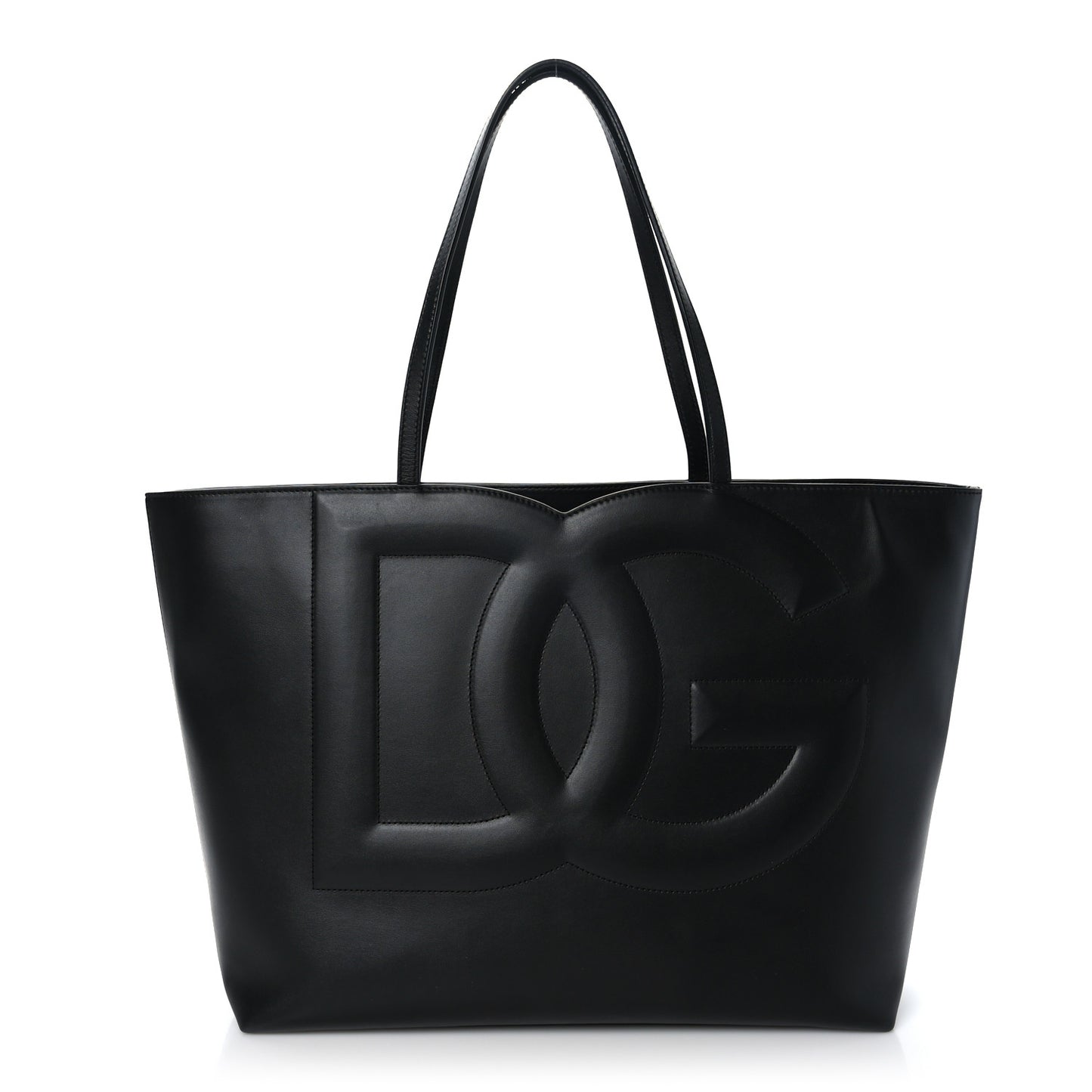 Calfskin DG Logo Shopper Tote Black