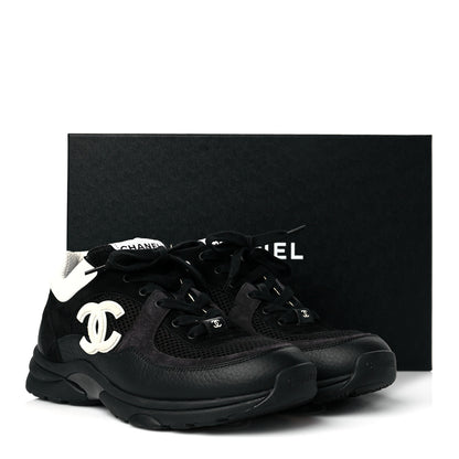 Chanel Mesh Suede Grained Calfskin Womens CC Sneakers 40 Black White 8 of 8