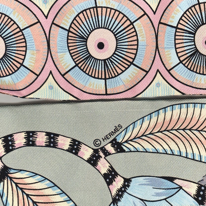 Hermes Silk The Savana Dance Twilly Vert Amande Rose 4 of 4