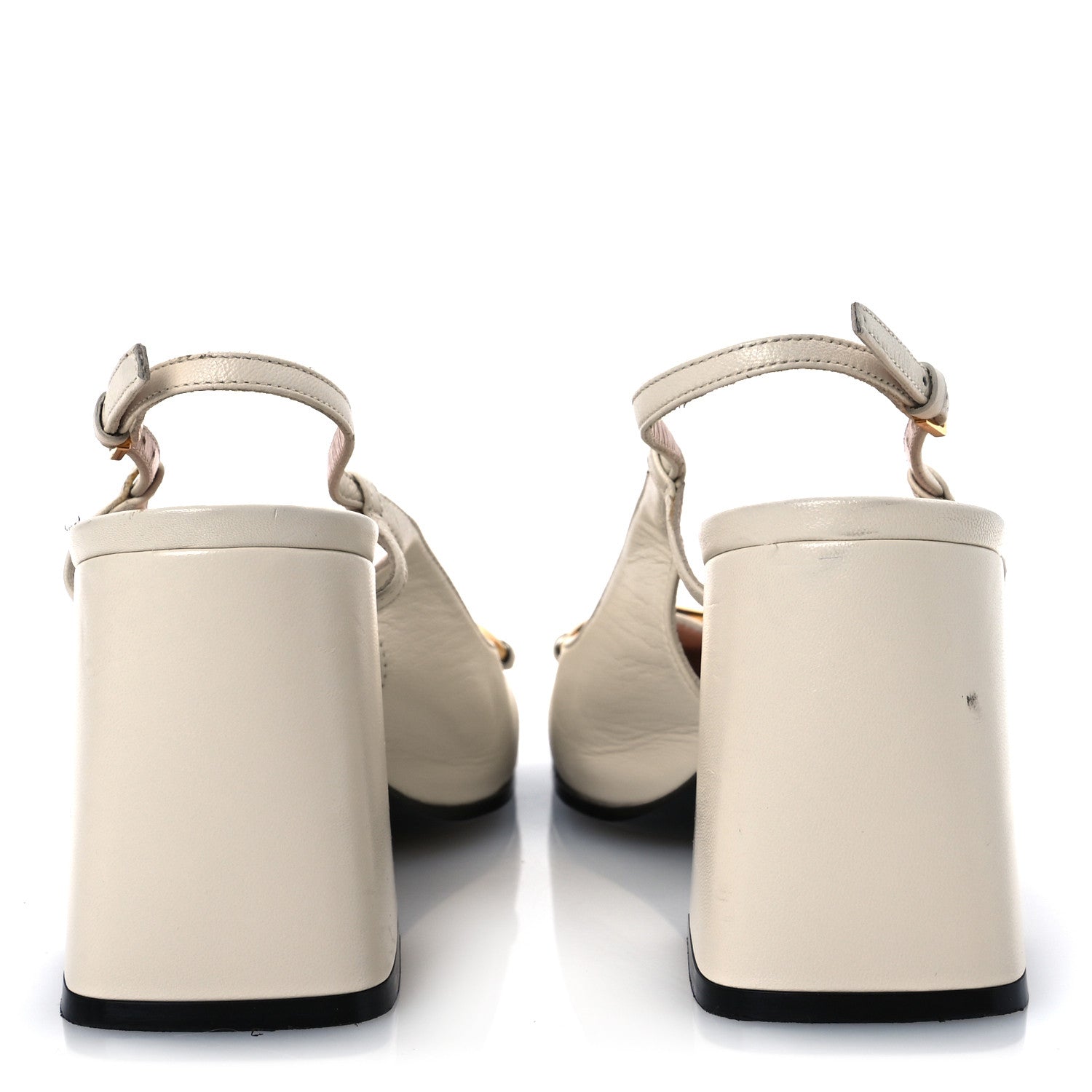 Gucci Malaga Kid Horsebit 75mm Slingback Pumps 39.5 Mystic White 6 of 14