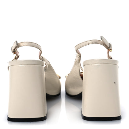 Gucci Malaga Kid Horsebit 75mm Slingback Pumps 39.5 Mystic White 6 of 14