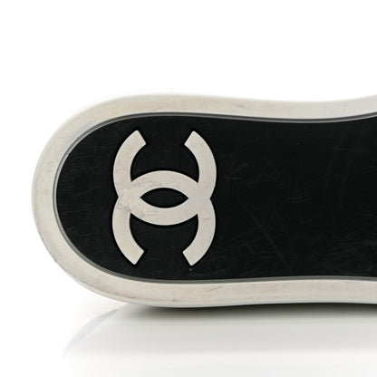 Chanel Calfskin Womens CC Sneakers 37 Black White 17 of 18