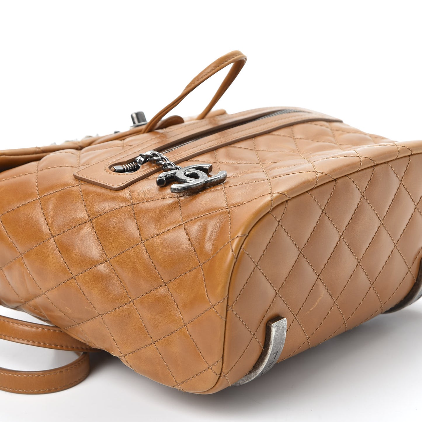 Glazed Calfskin Quilted Small Salzburg Backpack Brown
