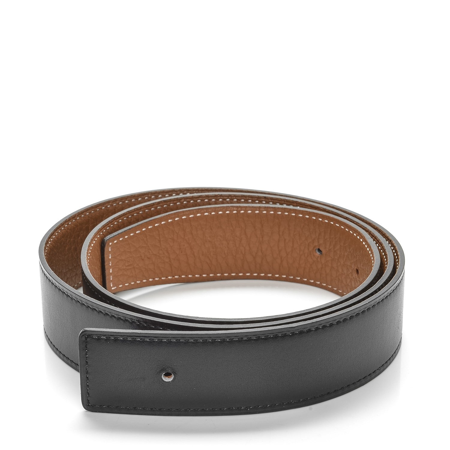 Hermes Box Togo 32mm Belt Strap 90 Black Gold 1 of 8