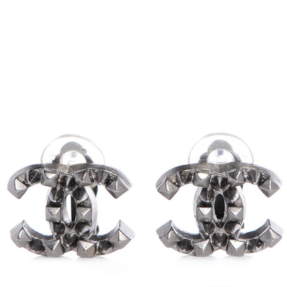Chanel Ruthenium CC Spike Clip On Earrings 7 of 13