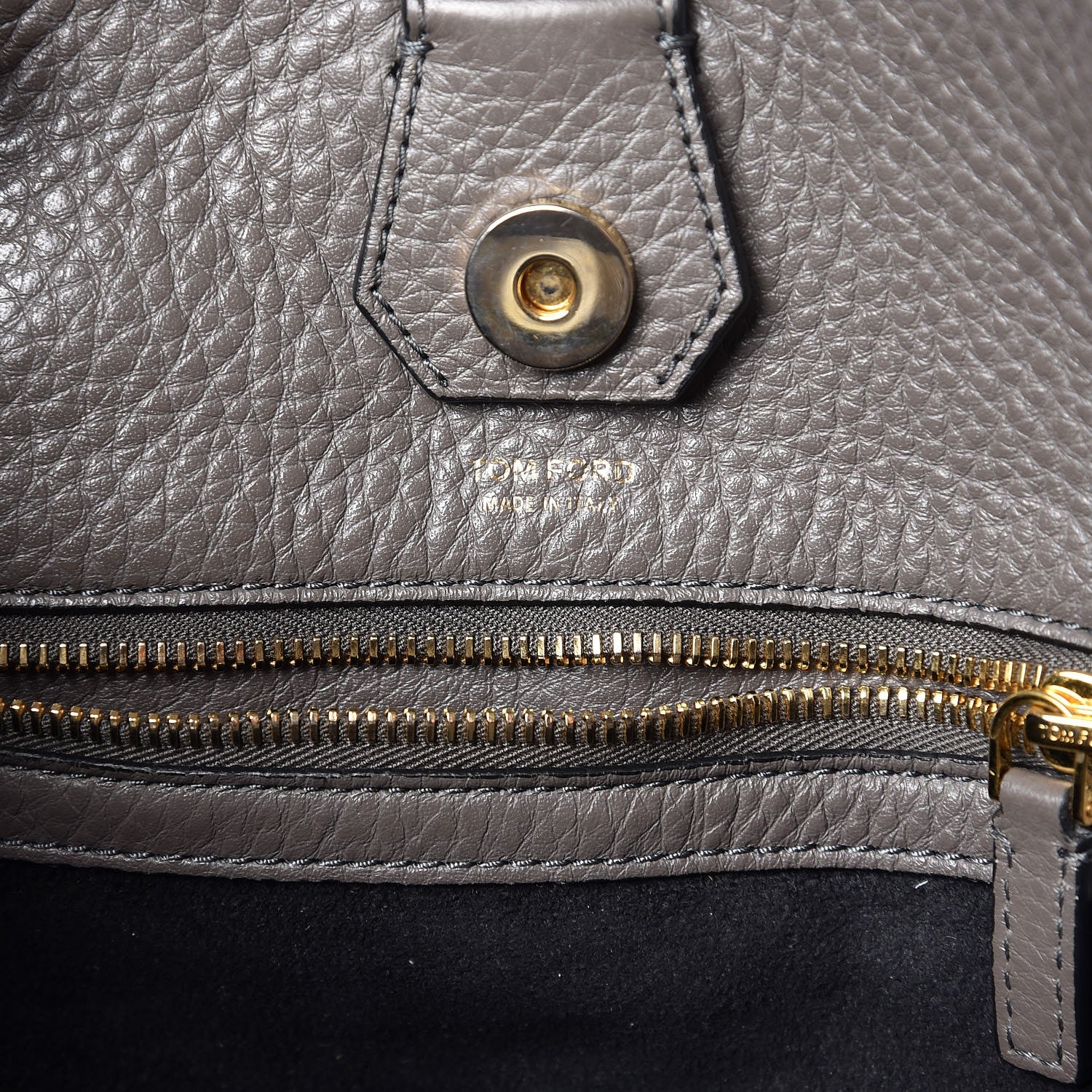Tom Ford Grained Calfskin Sedgwick Medium Zipper Tote Graphite 6 of 16
