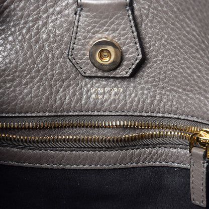 Tom Ford Grained Calfskin Sedgwick Medium Zipper Tote Graphite 6 of 16