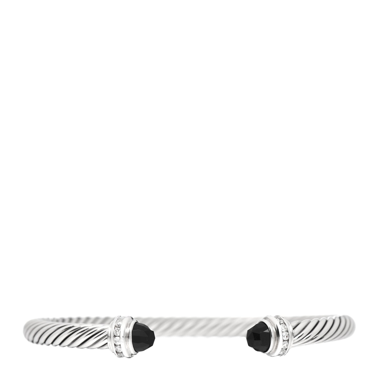 Sterling Silver Diamond Black Onyx 5mm Cable Classics Princess Bracelet