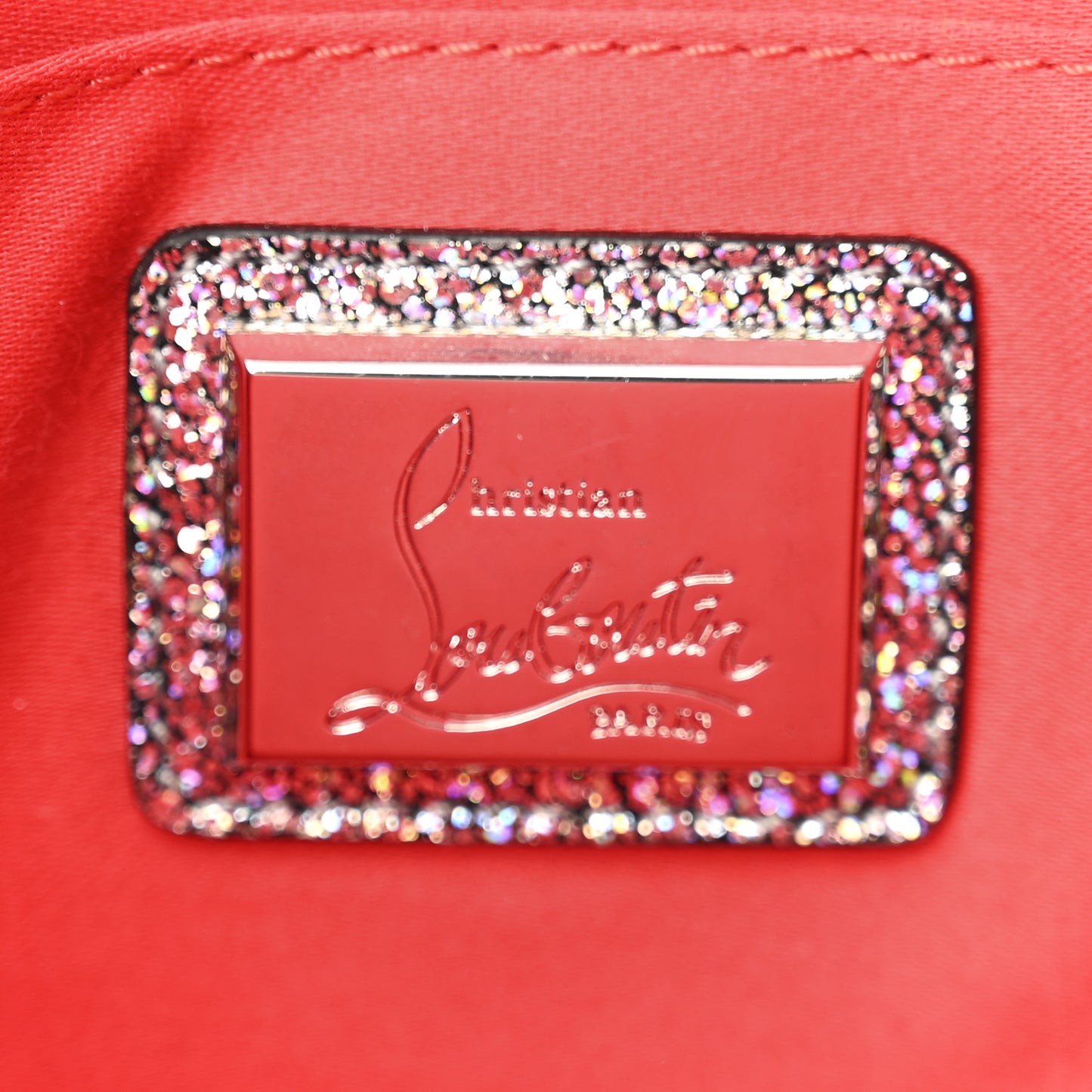 Nappa Mica Studded Loubiclutch Silver