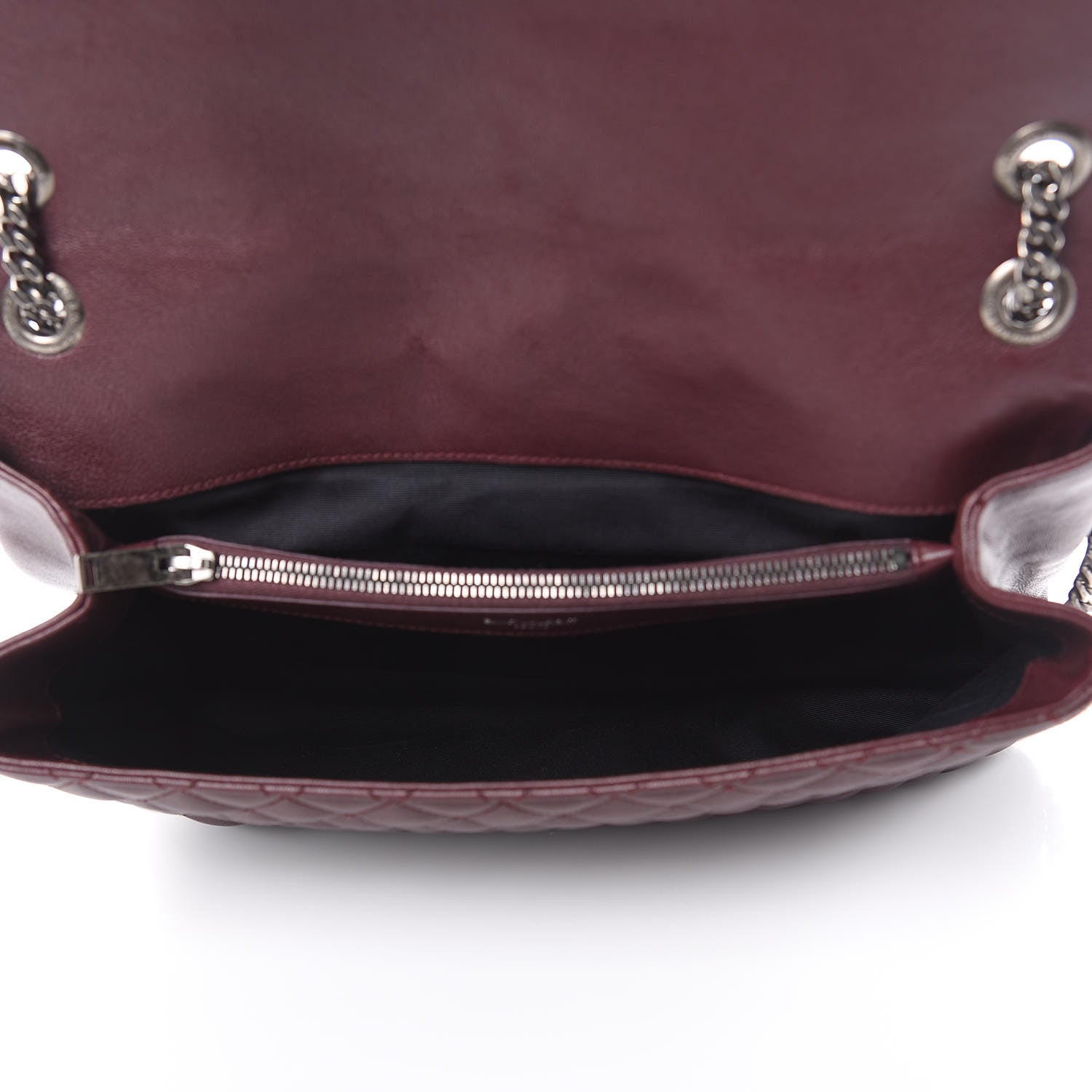 Saint Laurent Calfskin Mixed Matelasse Triquilt Large Monogram Envelope Satchel Bordeaux 5 of 13
