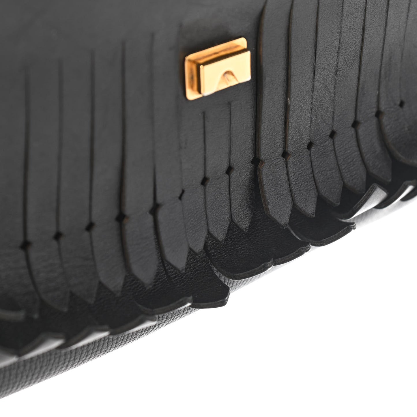 Grainy Calfskin Broguing Tassel Macken Crossbody Bag Black
