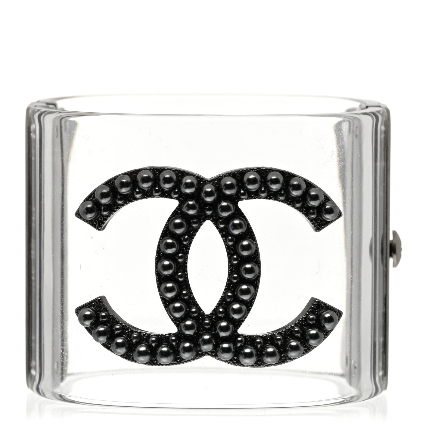 Lucite Crystal CC Cuff Transparent Ruthenium