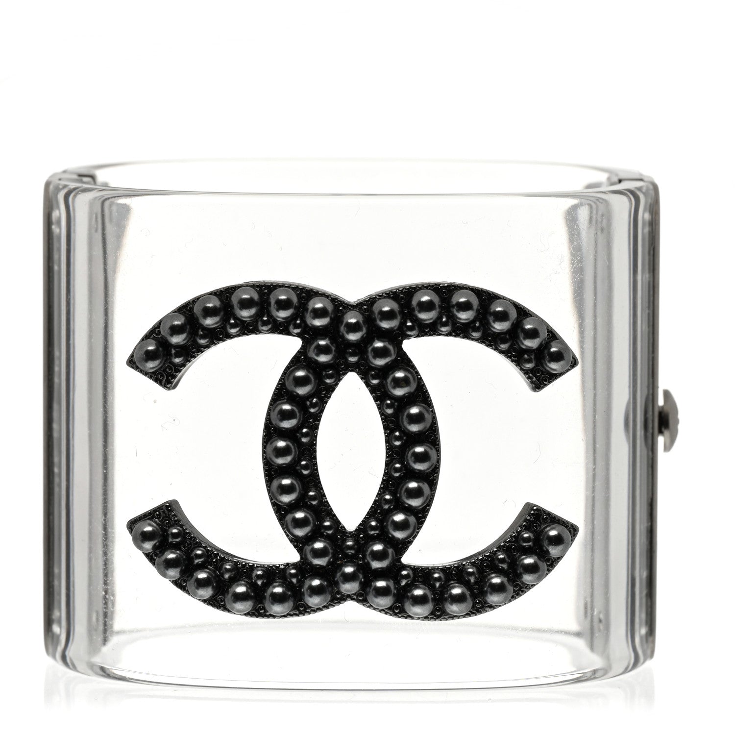 Chanel Lucite Crystal CC Cuff Transparent Ruthenium 1 of 5