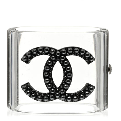Chanel Lucite Crystal CC Cuff Transparent Ruthenium 1 of 5