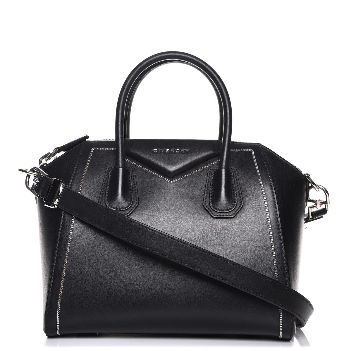 Buffed Calfskin Small Chain Antigona Black