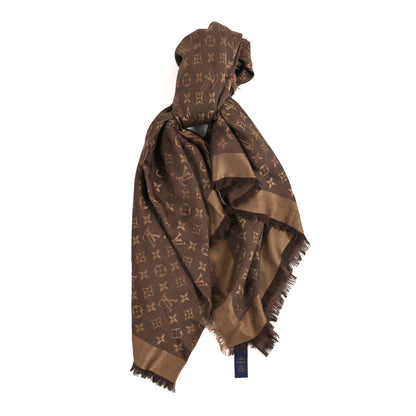 Louis Vuitton Silk Wool Monogram Denim Shawl Chocolate 2 of 3