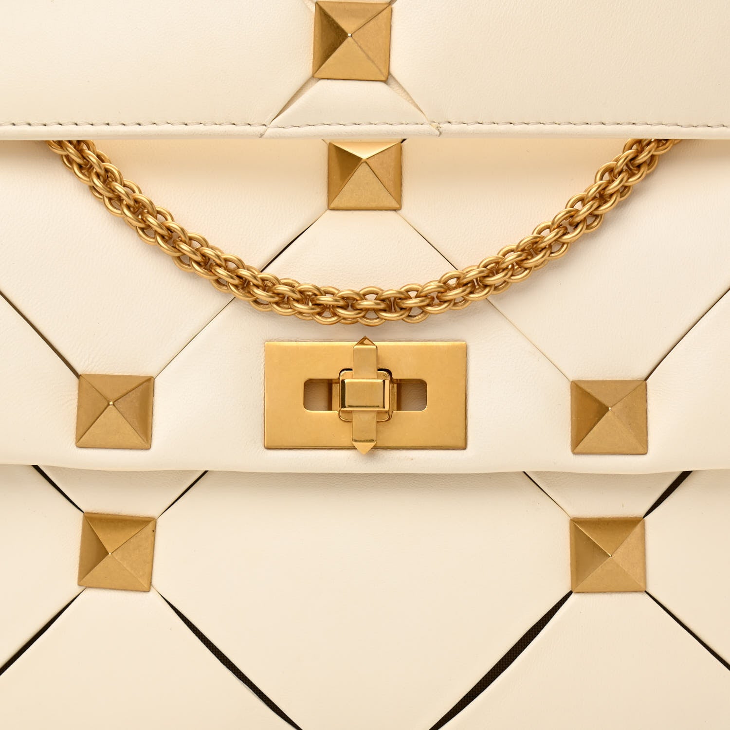 Valentino Garavani Nappa Large Roman Stud Craving Shoulder Bag Ivory 6 of 8